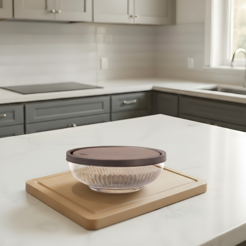 2600ml Glass Bowl With Grey Lid