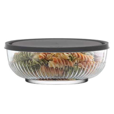 2600Ml glass bowl with grey lid