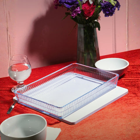 32cm Rectangular Optical Glass Casserole