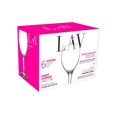 6 Piece 205ml Empire White Wine Glass