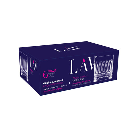 6 Piece 330ml Wave Whisky Glass
