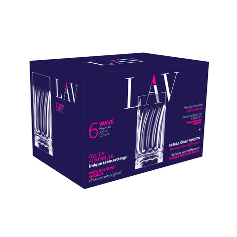 6 Piece 390ml Wave Hi-Ball Glass
