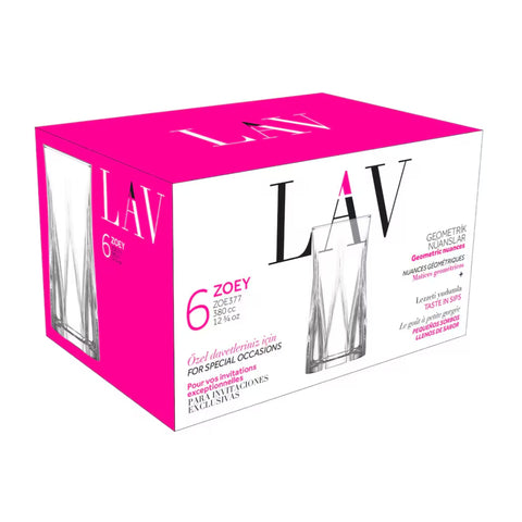 6 Piece 370ml Zoey Hi-Ball Glass