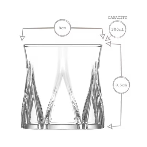6 Piece 315ml Zoey Whisky Glass