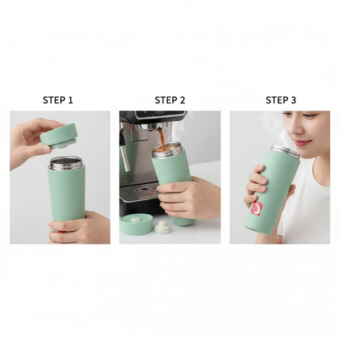 400ml Green Stainless Steel Vacuum Travel Mug