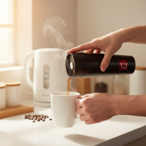 400ml Black Stainless Steel Vacuum Travel Mug