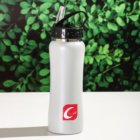 450ml Grey Stainless Steel Water Bottle With Straw