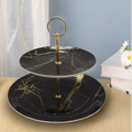 Gold pattern black two layer fruit stand 
