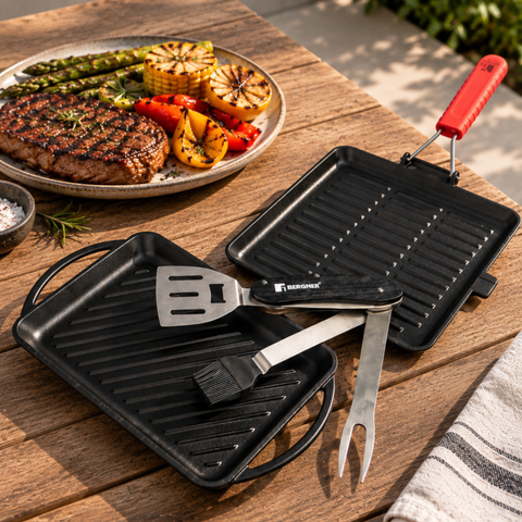 5-in-1 Stainless Steel Bbq Multi Tool Set With Black Wooden Handle