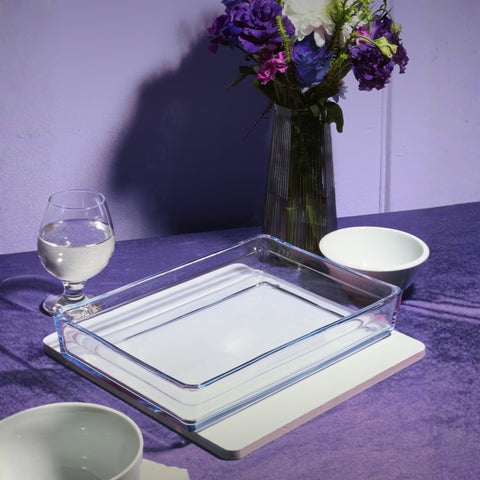 32cm Rectangular Plain Glass Casserole