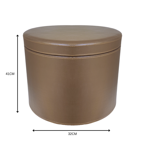 Small Round Leather Stool