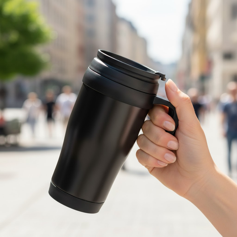 Black Stainless Steel 400ml Travel Mug