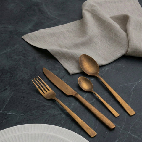 24 Piece Livorno Gold Stainless Steel Cutlery Set