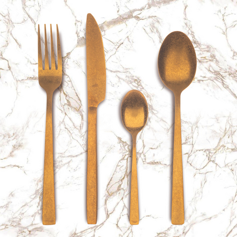 24 Piece livorno gold stainless steel cutlery set 