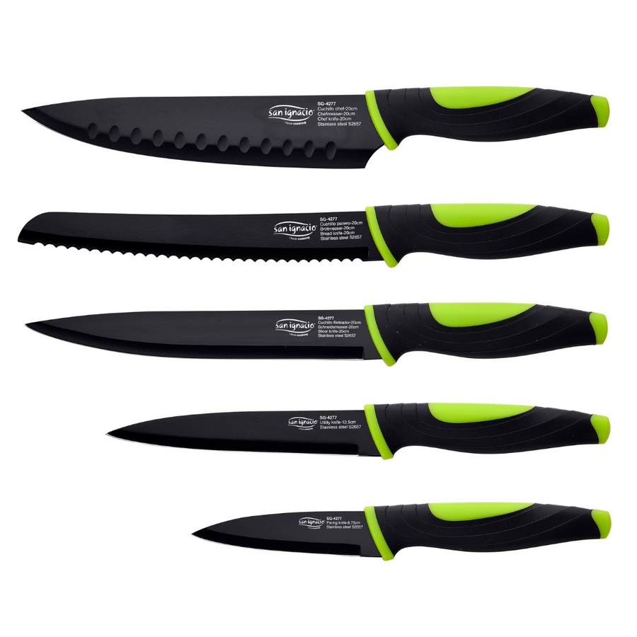 Bergner Osaka Set 5 Knives And Scissors Black