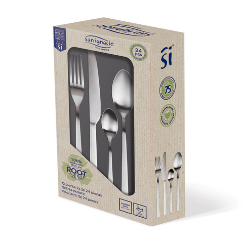 24 Piece stainless steel matt finish cutlery set