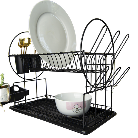 2 Level black chrome dish rack