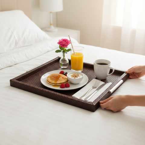 Brown Square Checked Tray