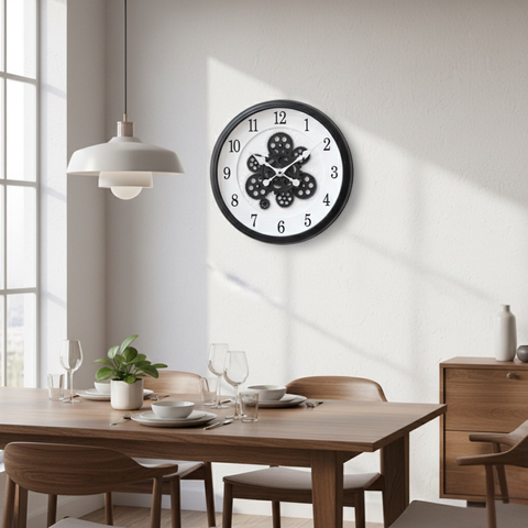 Round Wall Clock With Exposed Components