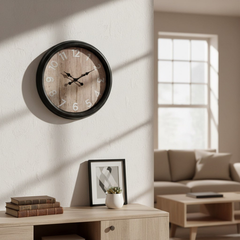 Round Wooden Antique Wall Clock