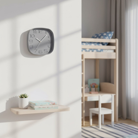 Square Grey Wall Clock