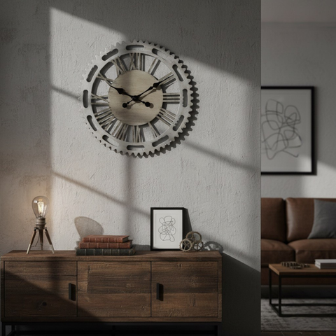 Round Natural finish Metal Wall Clock
