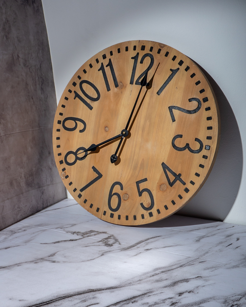 Round Natural Wood Wall Clock