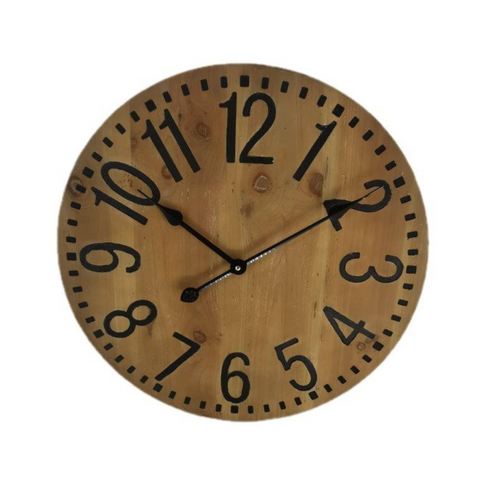 Round natural wood wall clock