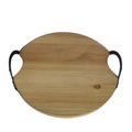 Wooden tray with black metal handle