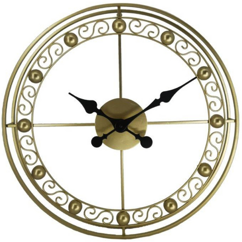 Round gold metal wall clock