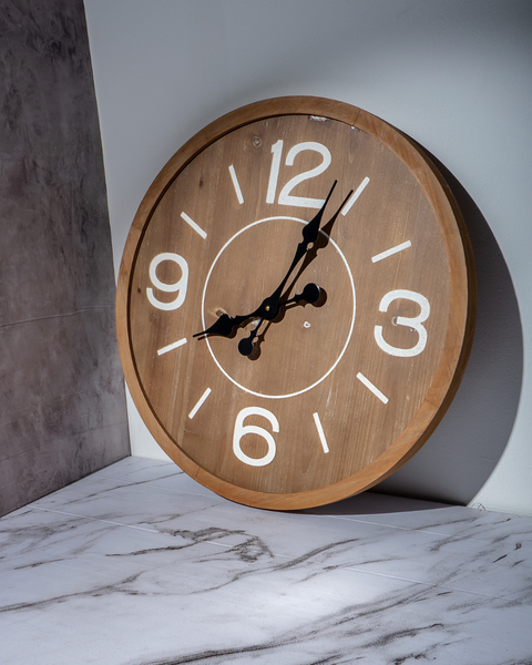 Round Natural Wood Wall Clock
