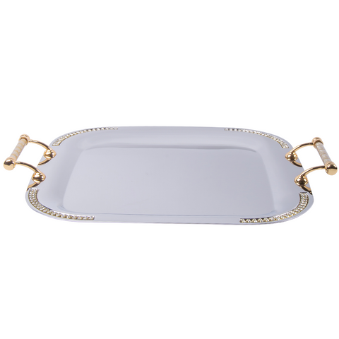 Tazzy Square Tray With Gold Handle