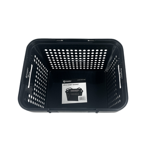 2 Piece black handy basket with handle 