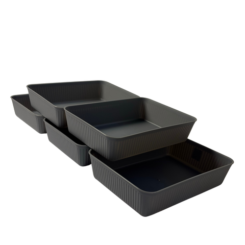5 Piece Grey Storage Trays