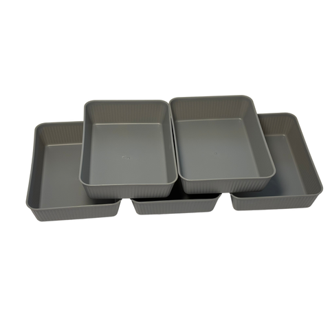 5 Piece Grey Storage Trays