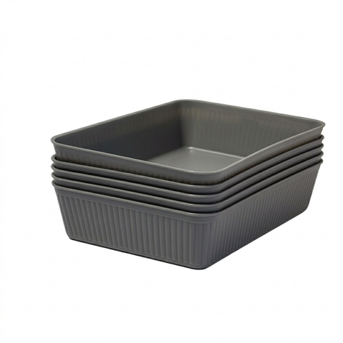 5 Piece Grey Storage Trays