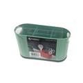 Green plastic kitchen utensil holder