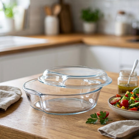 1.5 Litre Round Glass Casserole With Lid