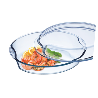 2.5 Litre Oval Glass Casserole With Lid