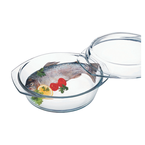 2.5 Litre round glass casserole with lid