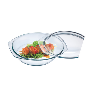 2.4 Litre Oval Glass Casserole With Lid