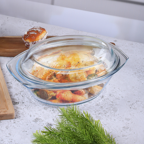 2.4 Litre Oval Glass Casserole With Lid