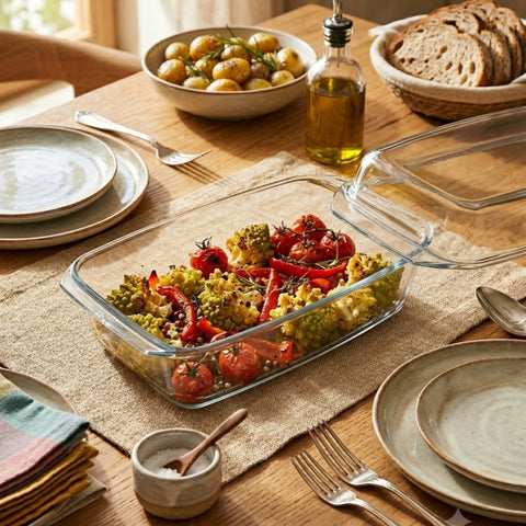 3.2 Litre Oblong Glass Casserole With Lid
