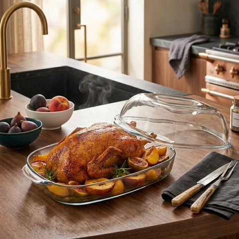 8 Litre Oblong Glass Casserole With Lid