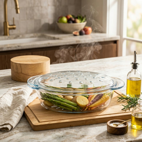 3 Litre Oval Glass Casserole With Lid