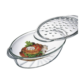 3 Litre Oval Glass Casserole With Lid