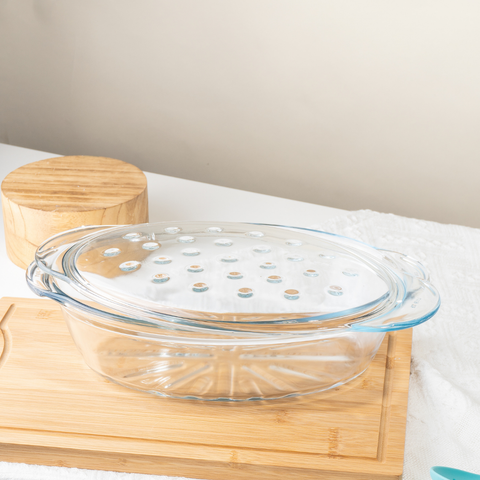 3 Litre Oval Glass Casserole With Lid