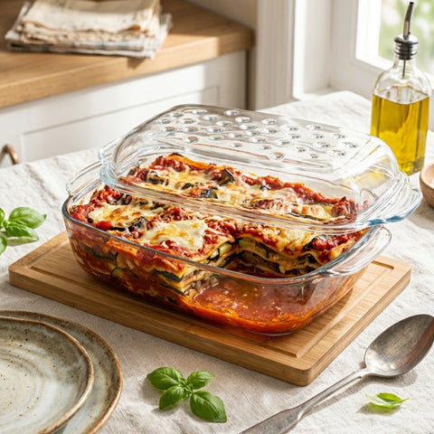 3.2 Litre Oblong Glass Casserole With Lid