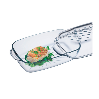 3.2 Litre Oblong Glass Casserole With Lid