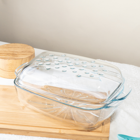 3.2 Litre Oblong Glass Casserole With Lid